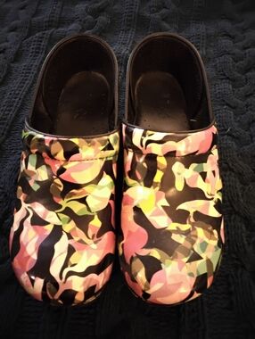 Dansko Multicolor Floral Print Clogs - Black Base